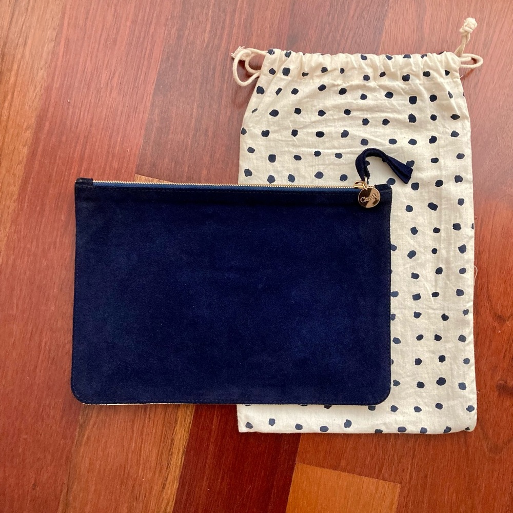 Clare V Flat Suede Clutch in Blue & Silver 💙🤍